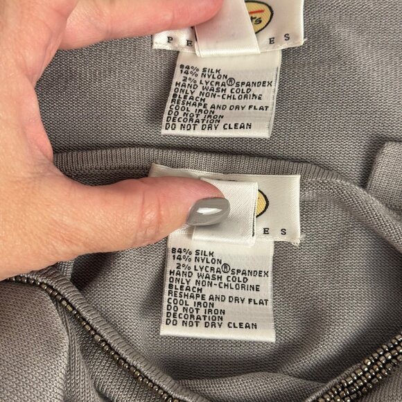 Talbots Grey Silk Blend Beaded Sweater Set Tank & Cardigan Women's SM Petite - Picture 7 of 12